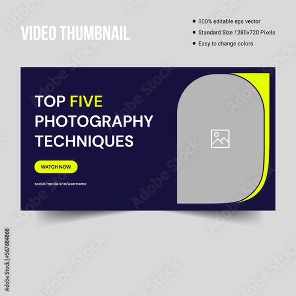 Obraz Professional photography web video thumbnail template design