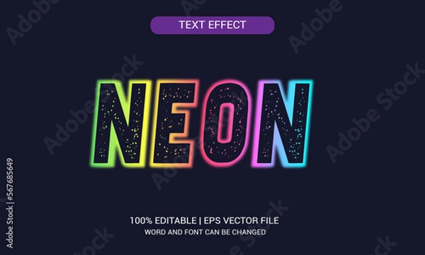 Fototapeta Neon 3d text effect, typography design