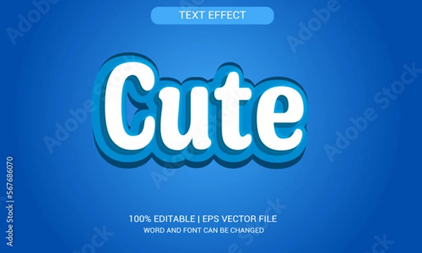 Fototapeta Cute 3d text effect, typography design