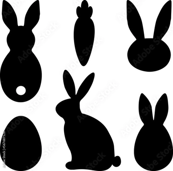 Obraz Easter bunny silhouettes vector illustration