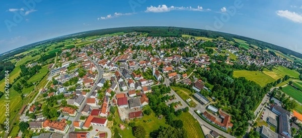 Obraz Ausblick auf Fischach in der schwäbischen Stauden-Region 