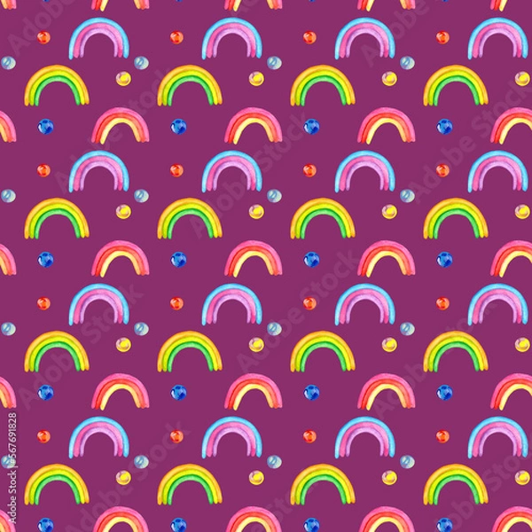 Fototapeta seamless pattern with rainbow