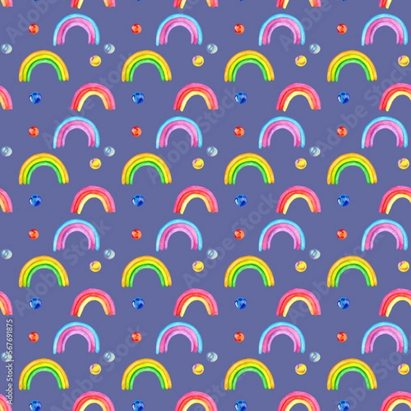 Fototapeta seamless pattern with colorful rainbow