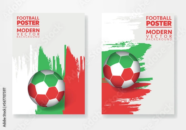 Fototapeta Vector Bulgaria football poster template, with soccer ball, brush textures, and place for your texts.