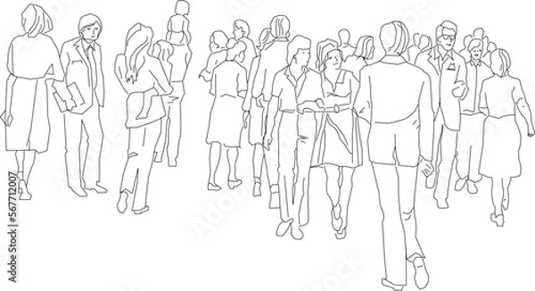 Fototapeta Vector illustration sketch of crowded people