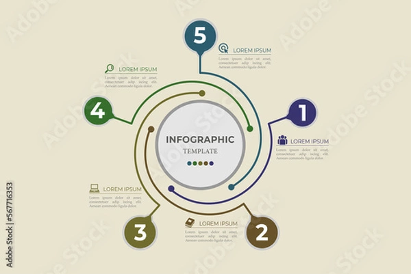 Fototapeta Vector infographic 5 circle