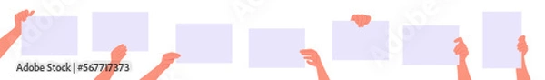 Fototapeta Hands holds a blank piece of paper collection vector illustration