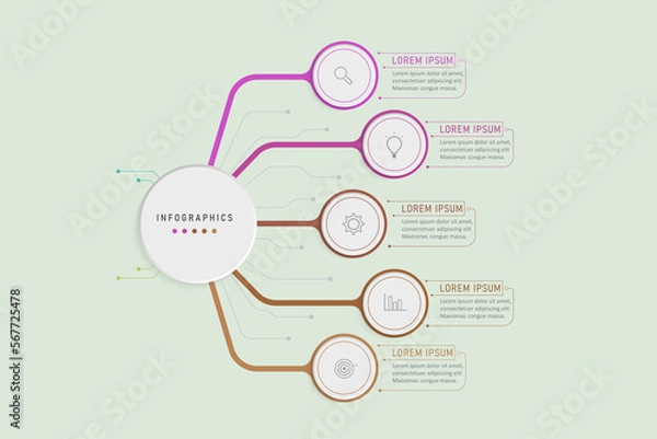 Fototapeta design template for infographics 5 element
