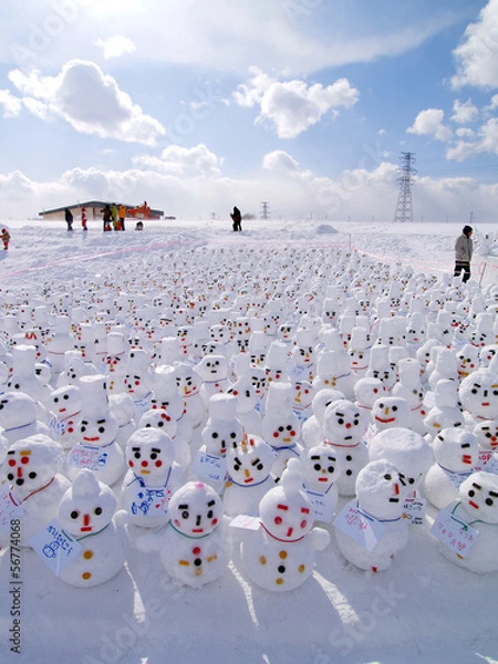 Obraz たくさんの小さな雪だるま