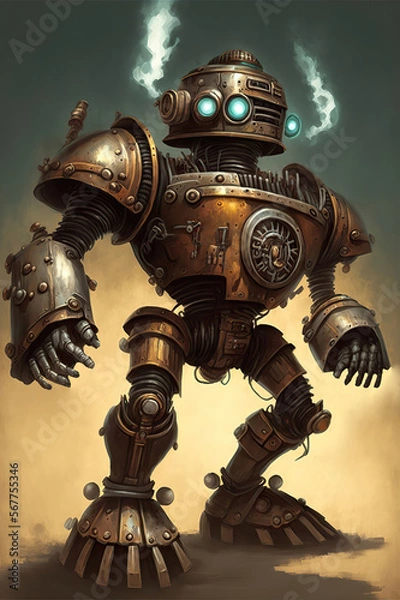 Fototapeta Epic steampunk robot, Generative AI