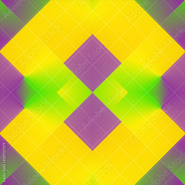 Fototapeta Geometric background with trendy colored gradient. 3d rendering kaleidoscopic pattern. Digital illustration
