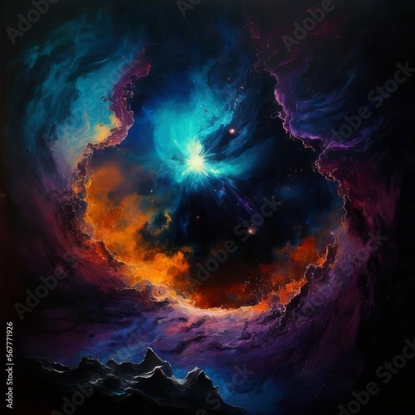 Fototapeta background space galaxy particles abstraction with different colors Generative AI