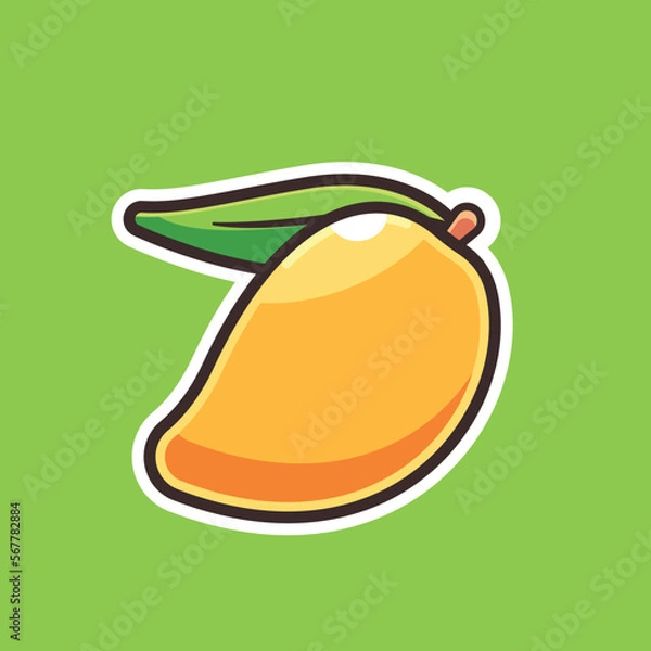 Fototapeta mango icon vector illustration with flat cartoon style