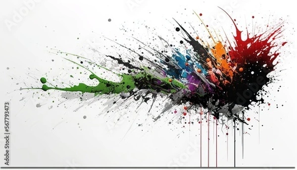Fototapeta abstract colourful background banner, splashes, paint splatter on wall, Print texture