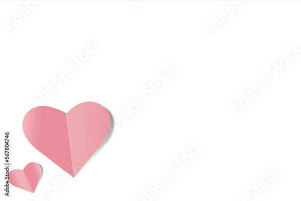 Obraz Valentines day background. Valentine`s day header or banner design with heart pattern. Paper art. Vector illustration on white background