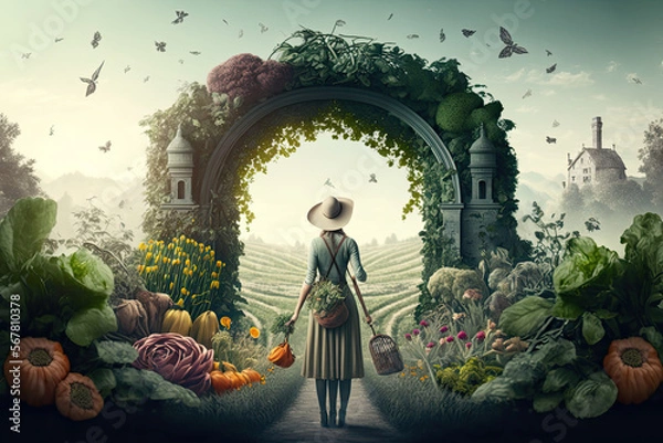 Fototapeta person in the garden