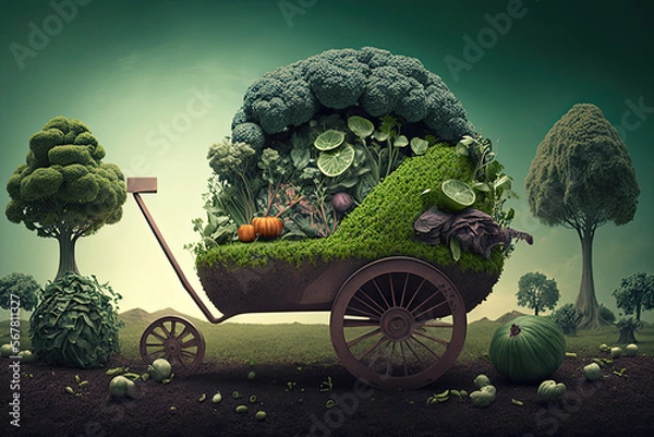 Fototapeta broccoli in the garden car