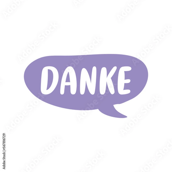 Fototapeta Danke Letter in Hand Drawn Speech Bubble Vector Template