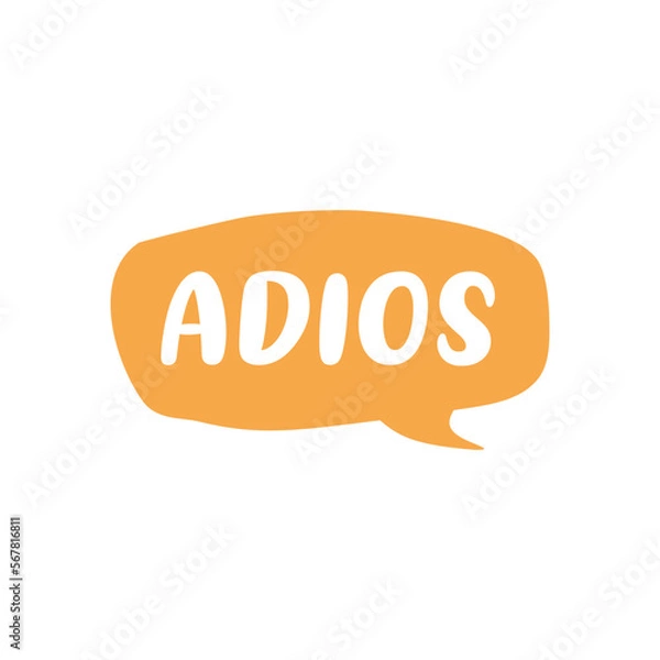 Fototapeta Adios Letter in Hand Drawn Speech Bubble Vector Template