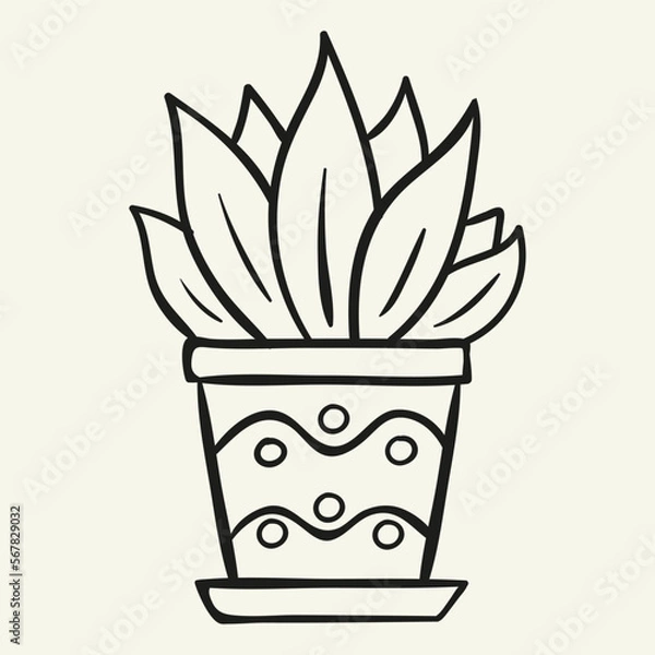 Obraz Flowerpot. Hand drawn vector illustration