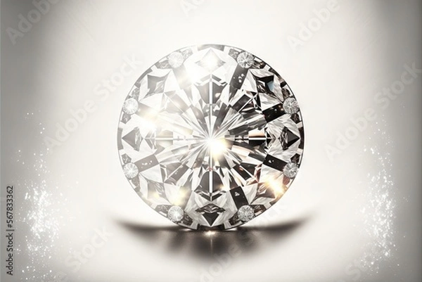 Obraz  a diamond is shown on a white background with a light shining through the center of the diamond and shining on the side of the diamond.  generative ai