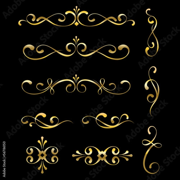 Fototapeta Gold decorative elements and ornaments