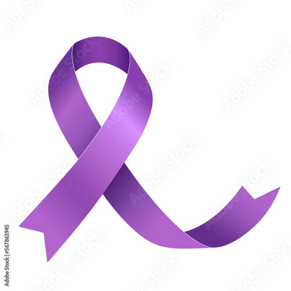 Fototapeta A purple ribbon. Symbol of the fight against cancer. World Cancer Day. PNG file on a transparent background.