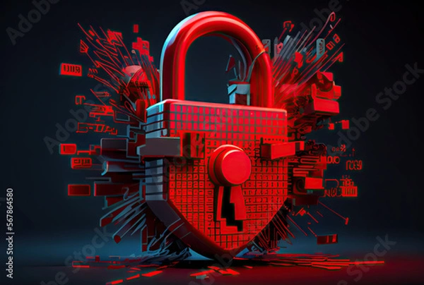 Fototapeta Cyber security concept created with AI