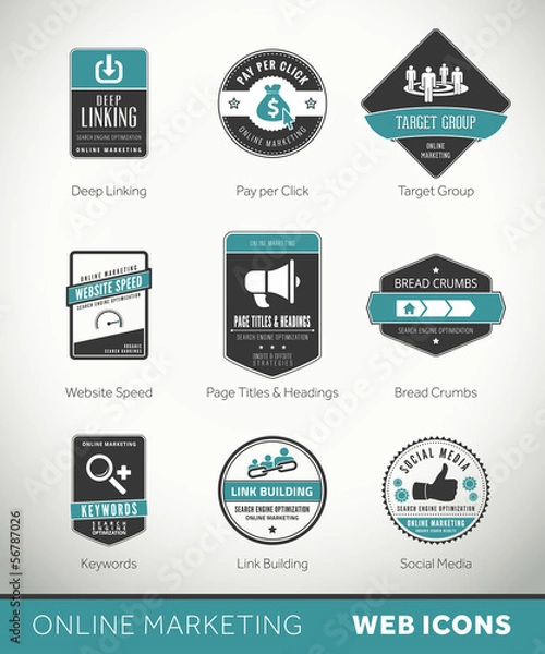Obraz Online Marketing labels and badges with icons