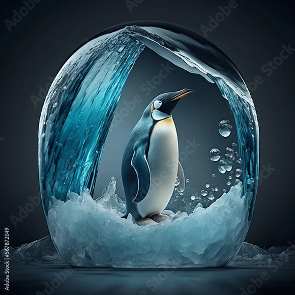 Obraz penguin on the ice. Generative AI