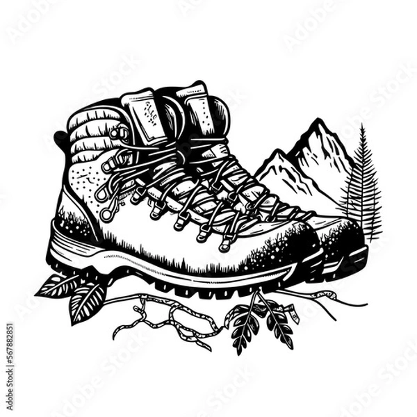 Obraz Hiking boots illustration