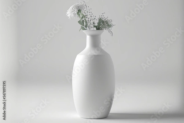 Fototapeta White vase against a white backdrop. Generative AI