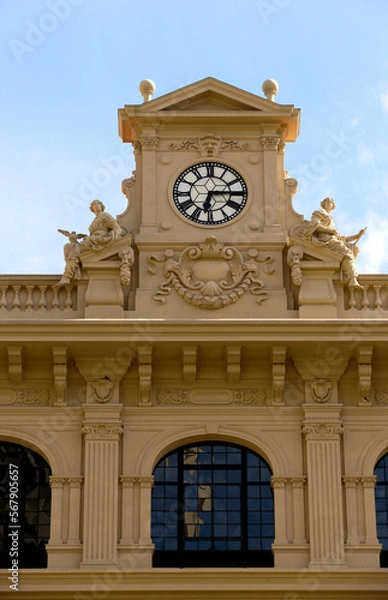 Obraz Facade of old building of Post Office Palace or Palacio dos Correios in Portuguese. Sao Paulo downtown, Brazil