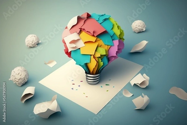 Obraz Brainstorming concept with copy space background. Generative ai