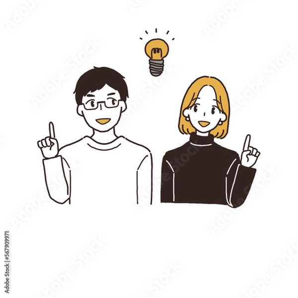 Obraz 夫婦　ひらめきのポーズ