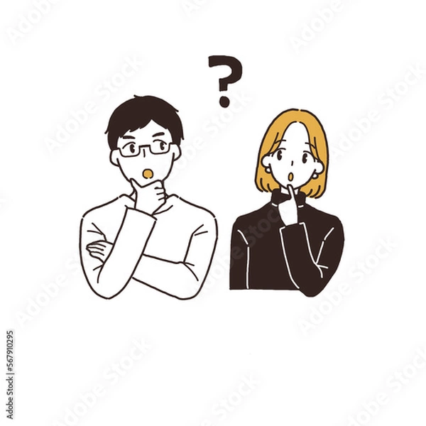 Obraz 夫婦　考えるポーズ