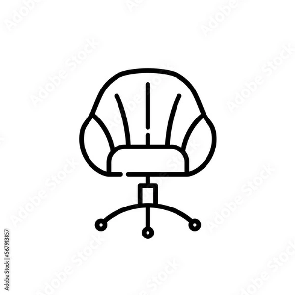 Fototapeta Large sofa swivel chair. Elegant and comfortable workplace furniture. Pixel perfect, editable stroke line icon