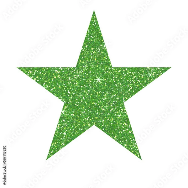 Fototapeta Green star glitter on transparent backgroud. Design for decorating,background, wallpaper, illustration
