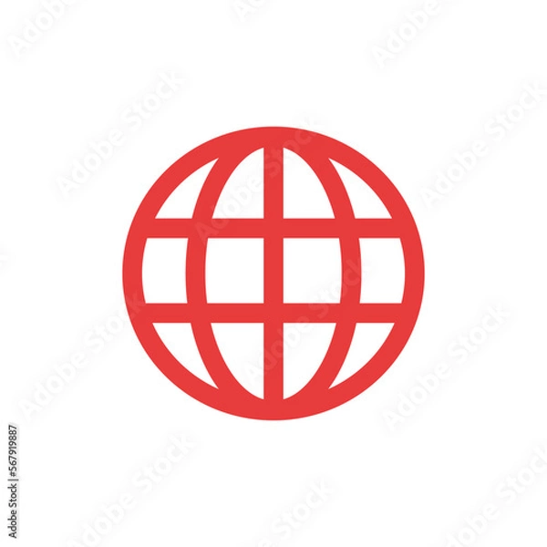 Fototapeta Red globe icon representing connection and globalization