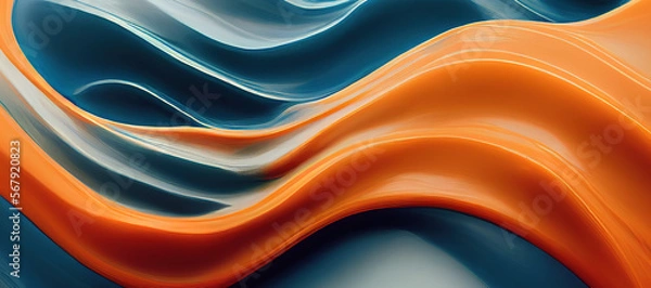 Fototapeta orange blue colorful wave texture background with Generative AI Technology