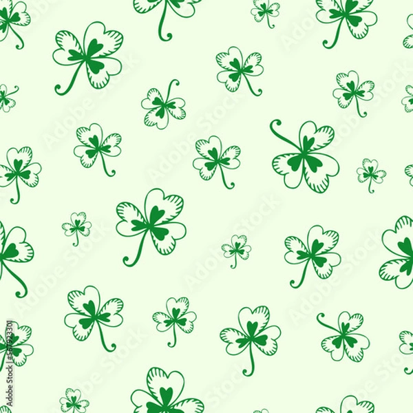 Fototapeta Seamless pattern with shamrock, St. Patrick's Day, festive background