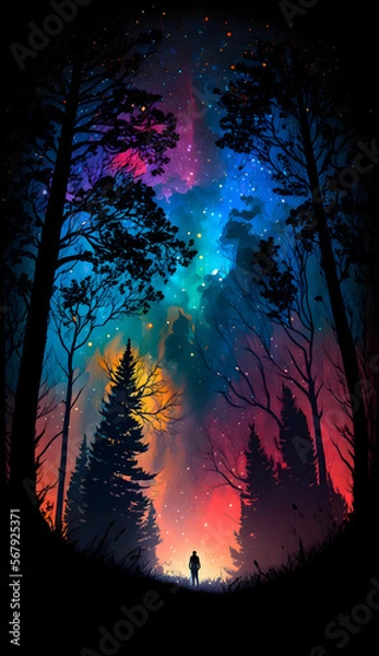 Obraz sunset in the forest. generative ai