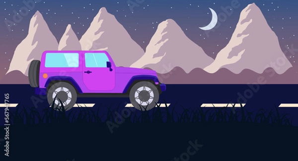 Obraz jeep landscape illustration