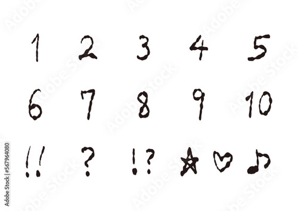 Obraz 手書きの数字と記号セット　黒