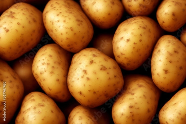 Fototapeta Realistic illustration of raw potatoes, using Generative AI