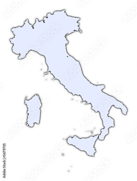 Fototapeta Italy light blue map with shadow
