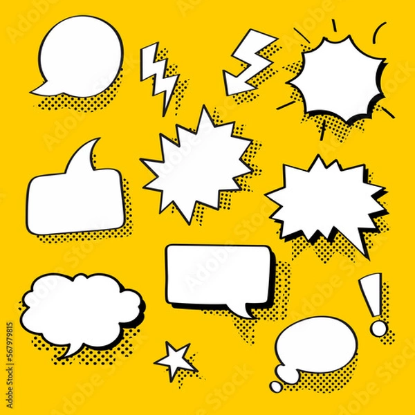 Obraz Speech bubble vector in halftone style set