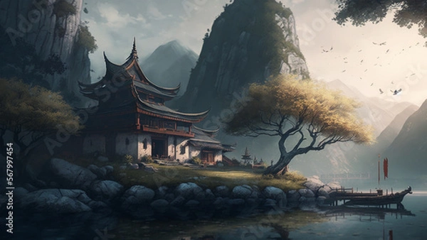 Obraz fantasy chinese temple 