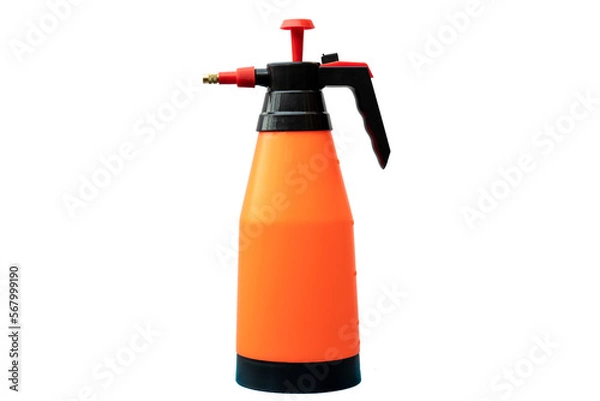 Fototapeta Hand sprayer bottle on isolated white background with copy space