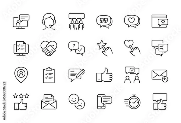 Obraz Testimonial, User Feedback and Customer Support related icon set - Editable stroke, Pixel perfect at 64x64